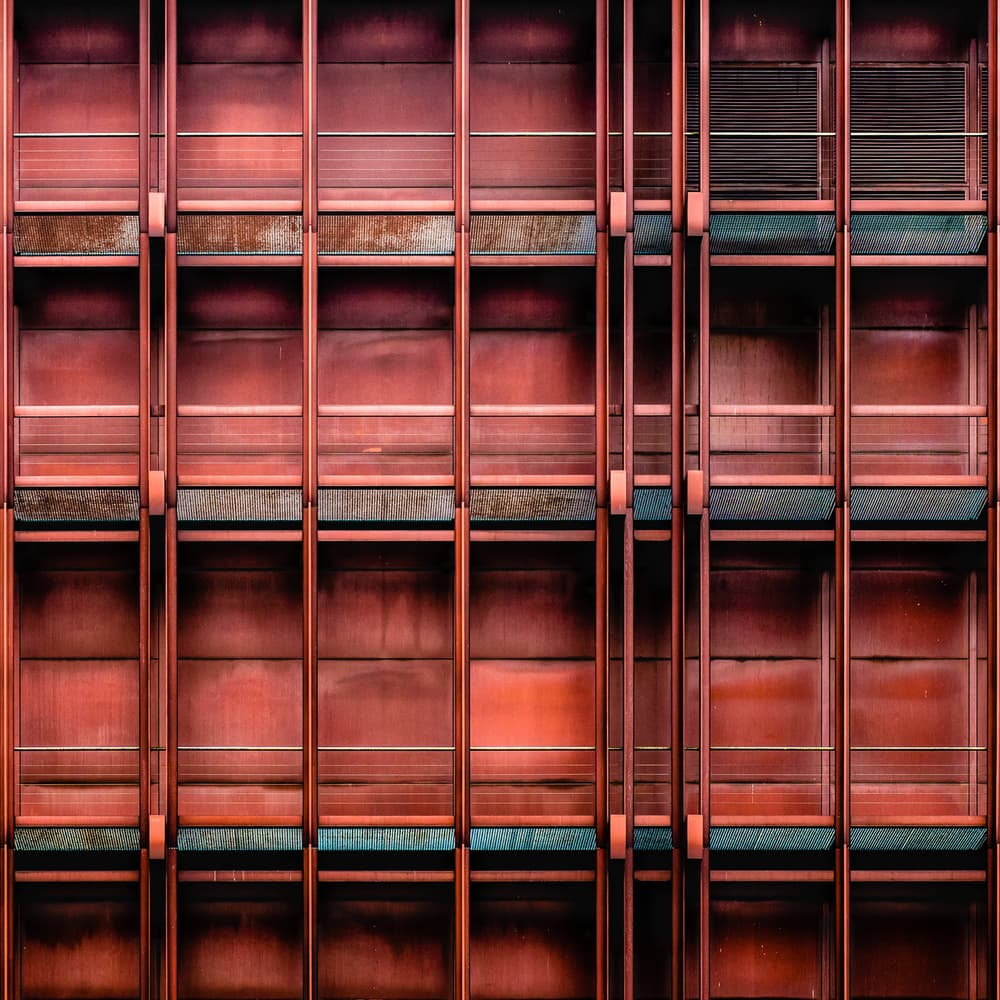 Red Architectural Geometry by Luc Vangindertael (laGrange) — canvas wall art
