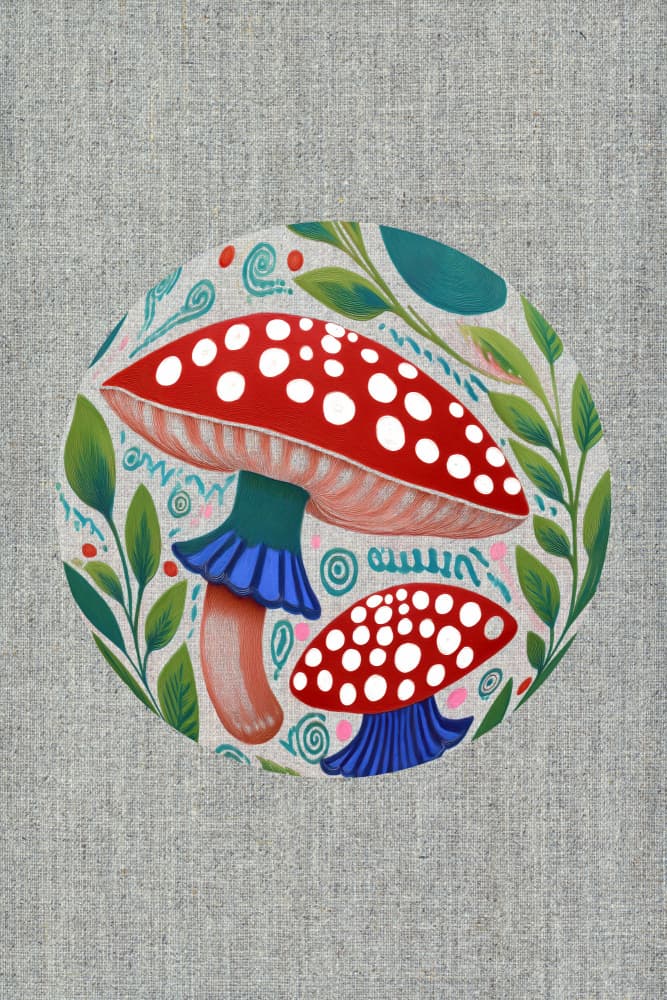 Whimsical Forest Mushrooms by casa cartissi — canvas wall art