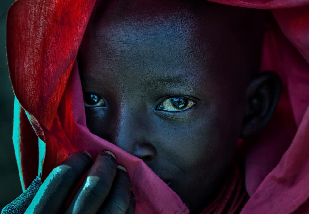 Red Fabric Child by Joxe Inazio Kuesta Garmendia — canvas wall art