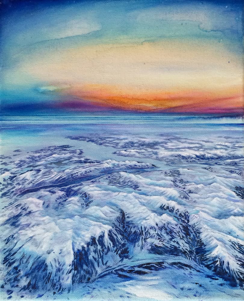 Snowy Mountain Sunset by Anne Wölk — canvas wall art