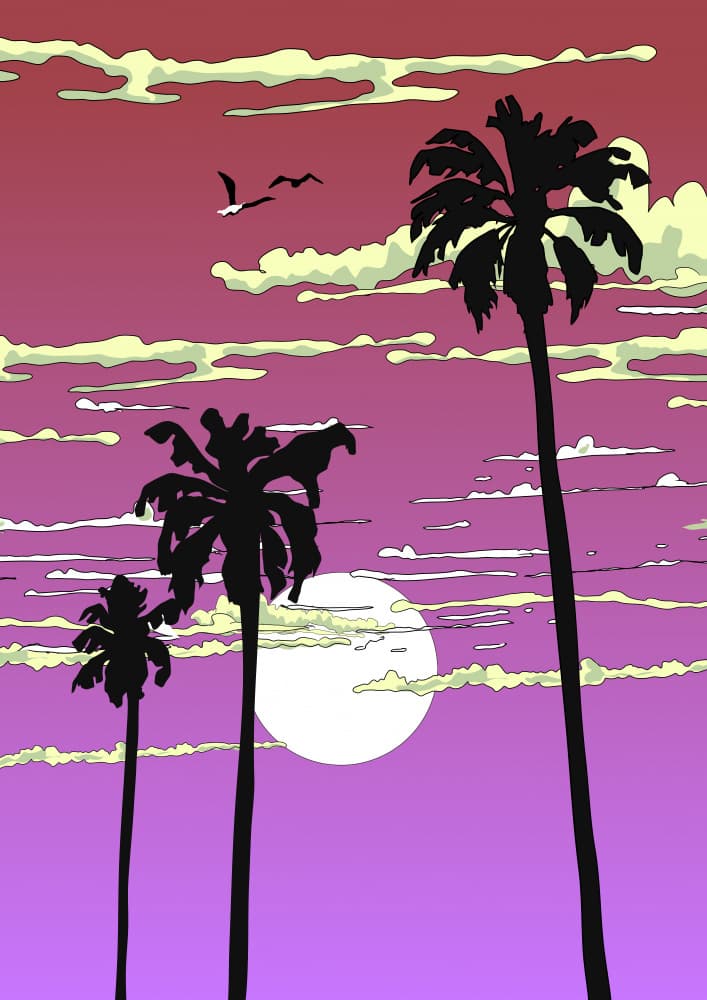 Vibrant Sunset Palms by Nicholas — canvas wall art