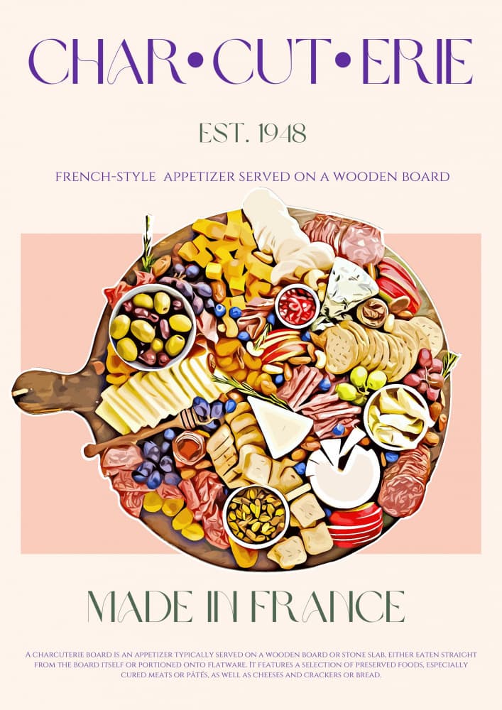 French Charcuterie Board by Nazma Khokhar — canvas wall art