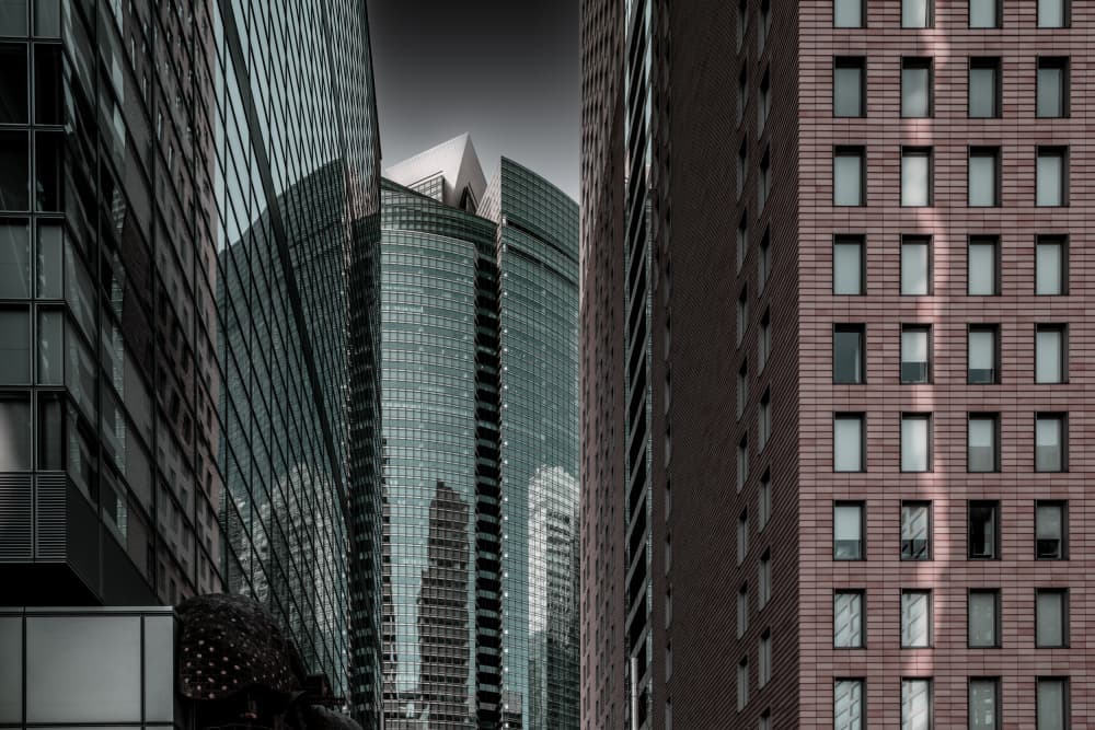 Modern City Reflections by Tomoshi Hara — canvas wall art