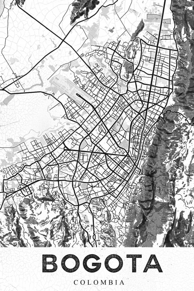 Bogota City Map by StudioSix — canvas wall art