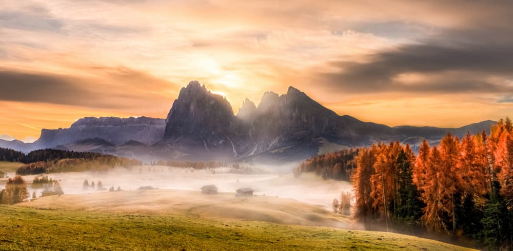 Misty Mountain Sunrise by Yanny Liu — canvas wall art