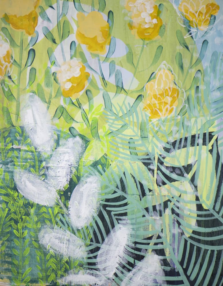 Yellow Floral Garden by Shelley Hampe — canvas wall art