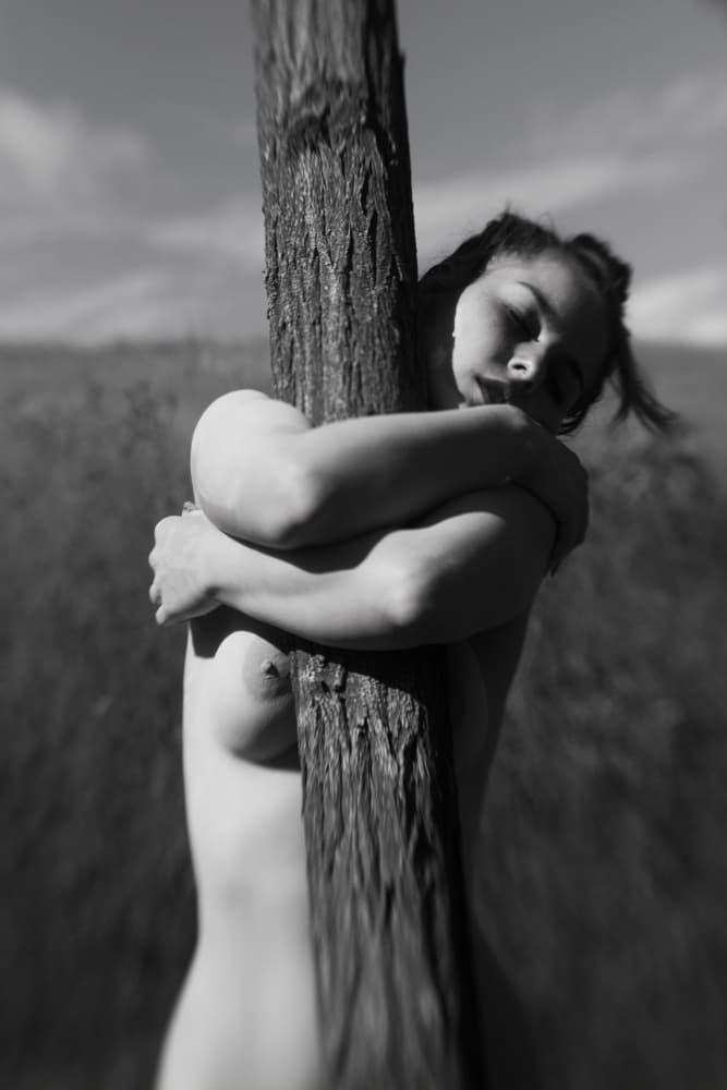 Nude Woman Serene Embrace by Bogdan Bouşcă — canvas wall art