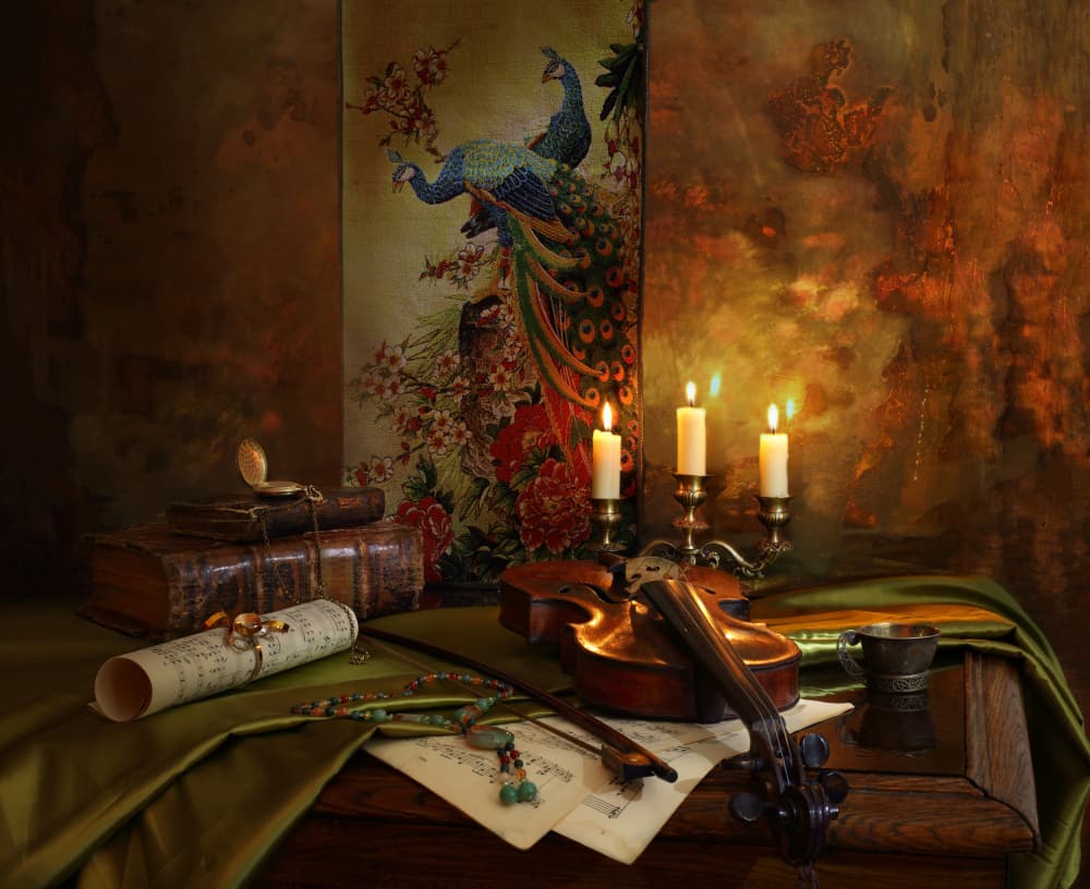 Violin and Candlelight Serenade by Andrey Morozov — canvas wall art