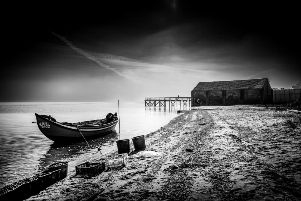 Rustic Fishing Boat Pier by Luis Borges Alves — canvas wall art