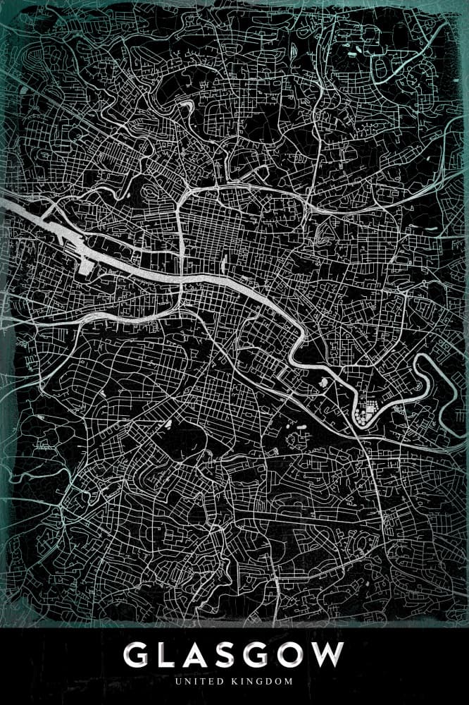 Glasgow Scotland Map by StudioSix — canvas wall art