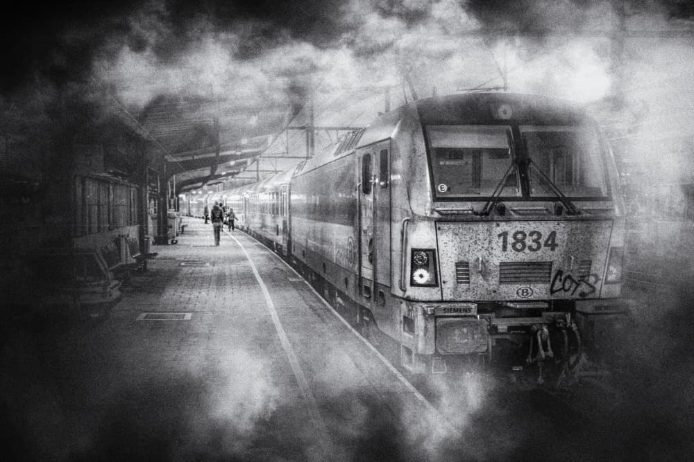 Smoky Train Platform by Bruno Flour — canvas wall art