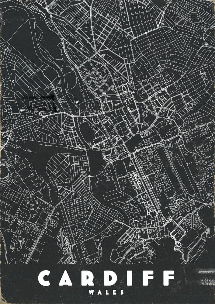 Cardiff City Map by Nicholas — canvas wall art