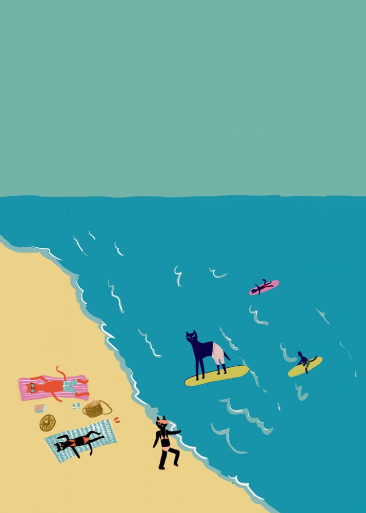 Happy Surfing Dogs by Sharyn Bursic — canvas wall art
