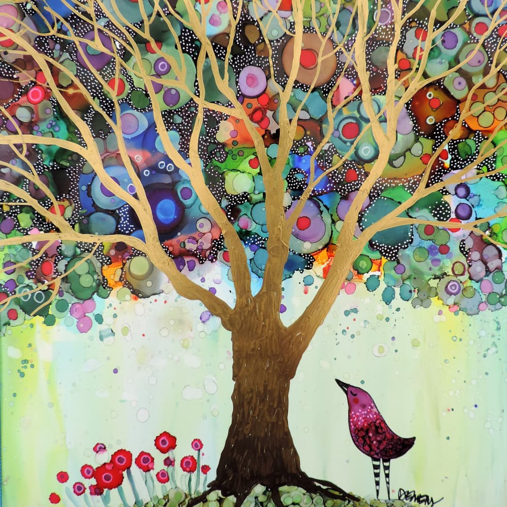 Whimsical Golden Tree by Sylvie Demers — canvas wall art