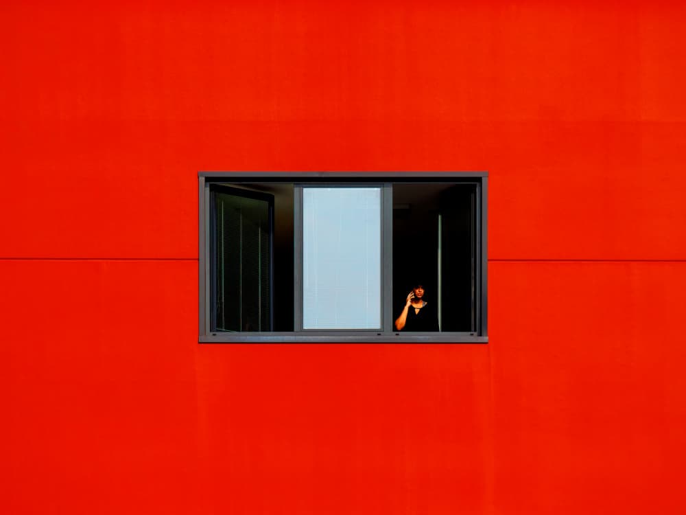 Modern Red Window Call by Marius Surleac — canvas wall art