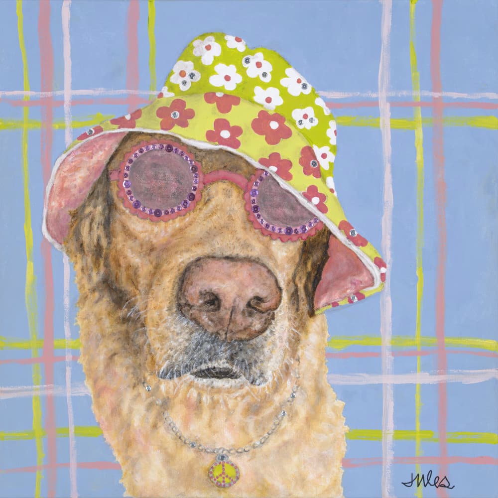 Groovy Dog Portrait by Jules Gissler — canvas wall art