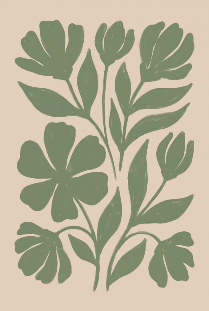 Modern Sage Flowers by Melloi Art Prints — canvas wall art