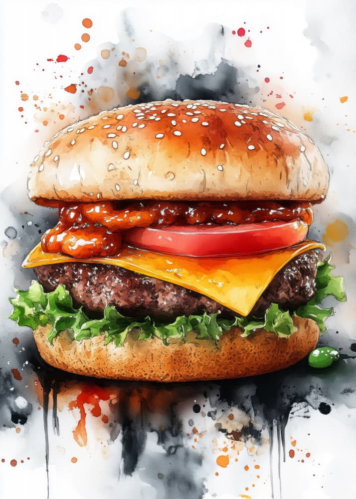 Food Burger by Justyna Jaszke — canvas wall art