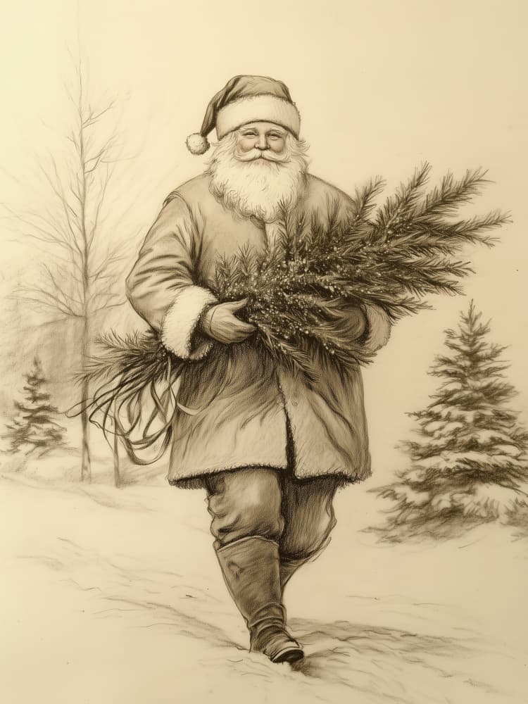 Classic Santa Winter Walk by Jolly and Dash — canvas wall art