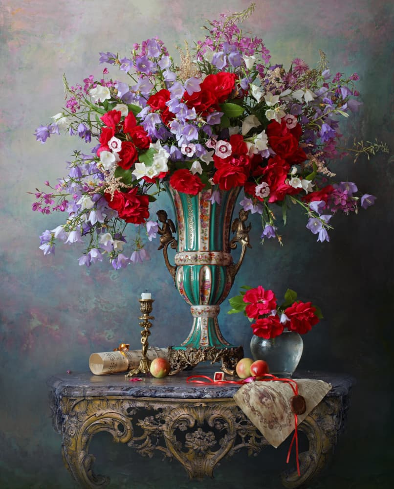 Vibrant Floral Still Life by Andrey Morozov — canvas wall art