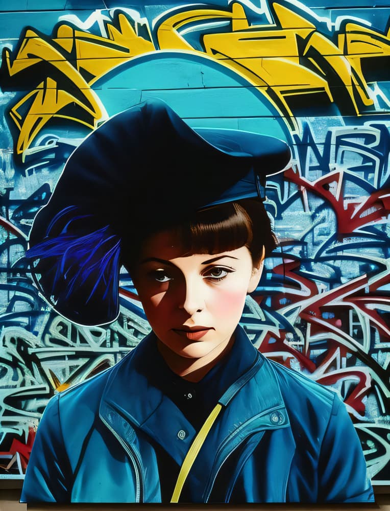 Blue Hat Street Art by Cicero Spin — canvas wall art