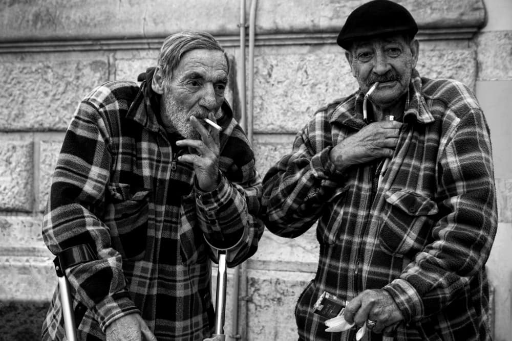 Old Friends Smoking by Fernando Alves — canvas wall art