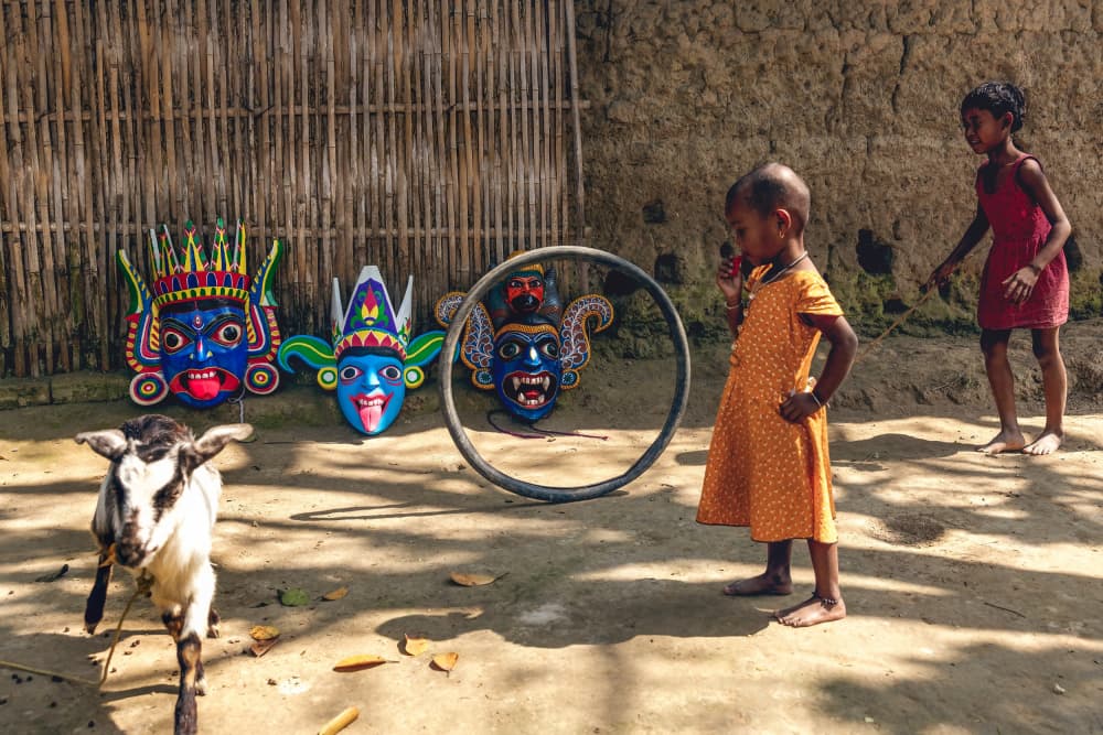 Colorful Masks and Kids by Prithul Das — canvas wall art