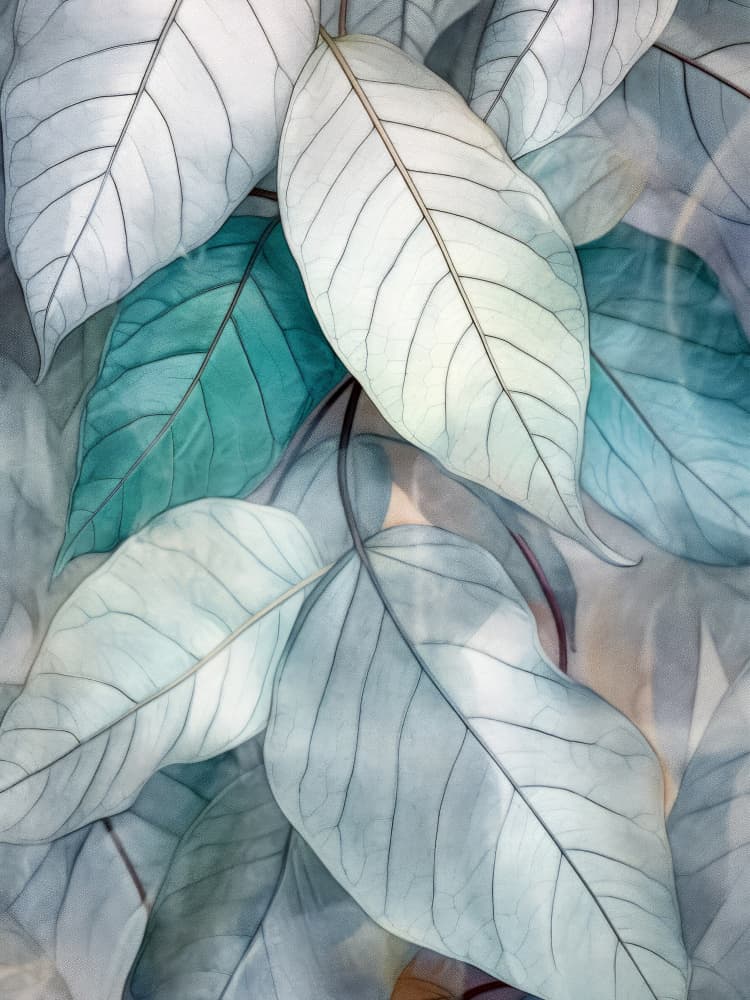 Soft Pastel Leaves by Justyna Jaszke — canvas wall art
