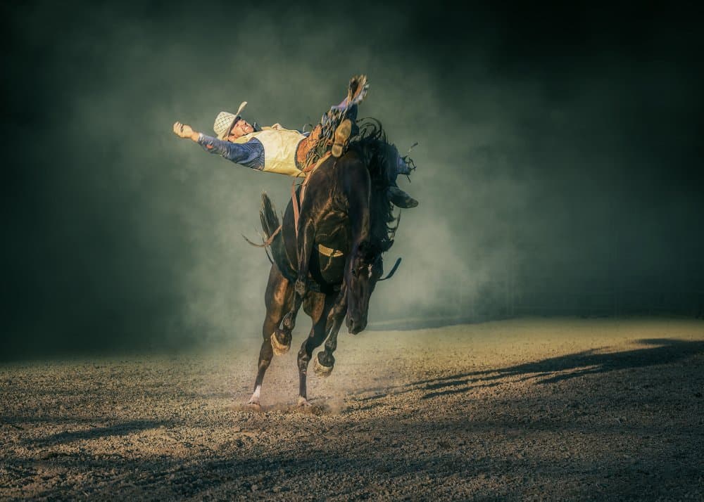 Cowboy Bucking Bronc by Frank Ma — canvas wall art