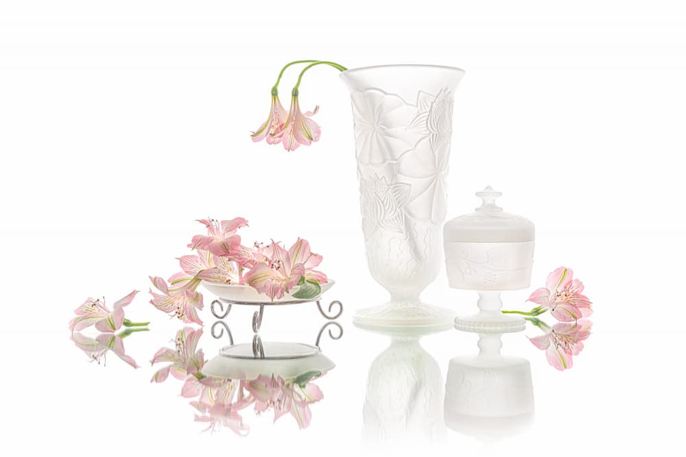 Elegant Pink Flowers Reflection by Lydia Jacobs — canvas wall art