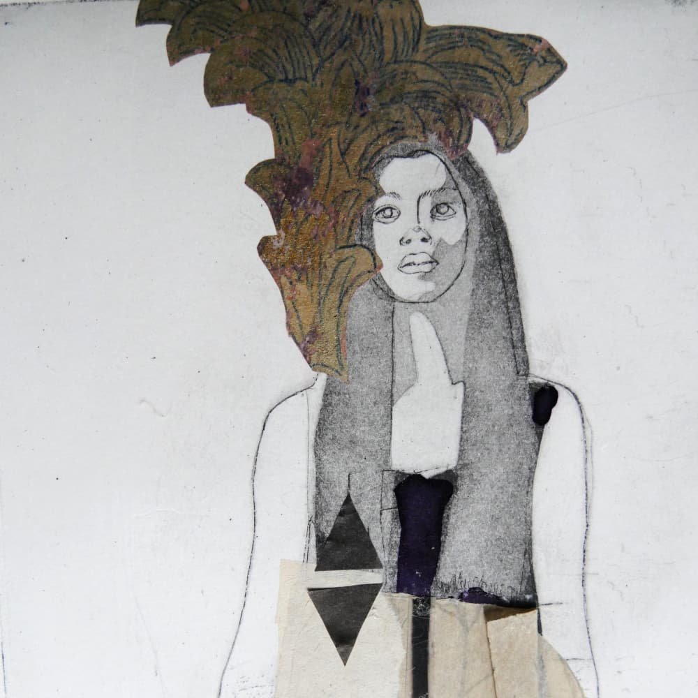 Woman With Golden Leaves by Doris Schmitz — canvas wall art