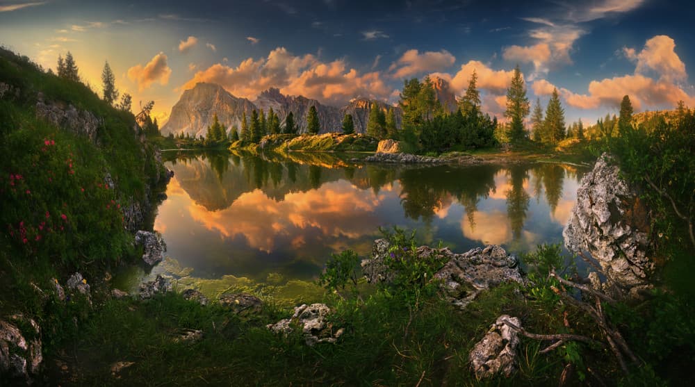 Alpine Lake Sunset by Krzysztof Browko — canvas wall art