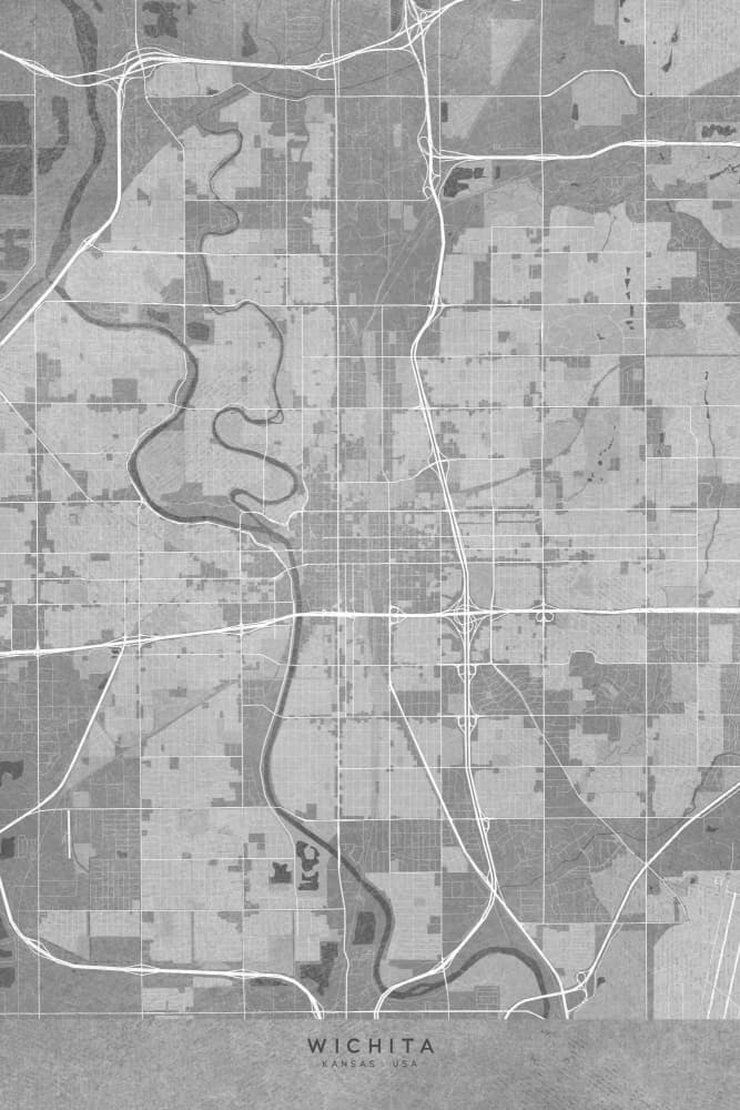 Wichita Kansas Map by Rosana Laiz Blursbyai — canvas wall art