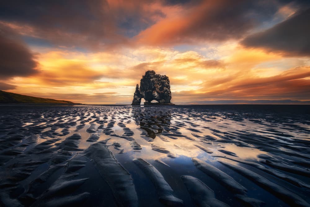 Golden Hour Coastal Rock by Yuan Cui — canvas wall art