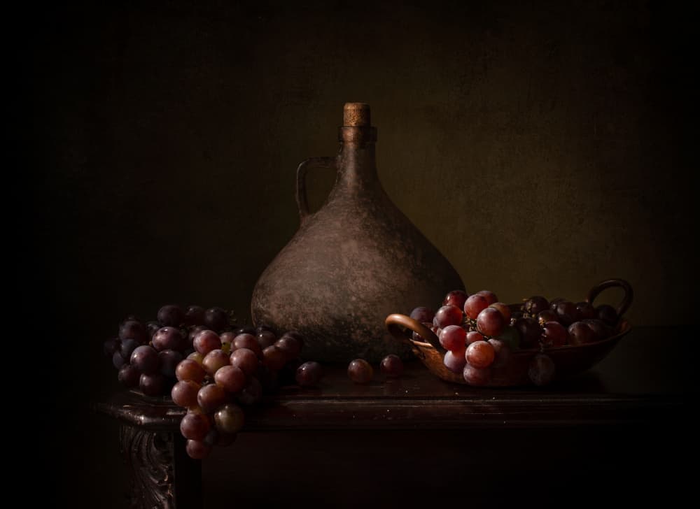 Dark Grapes Still Life by Margareth Perfoncio — canvas wall art