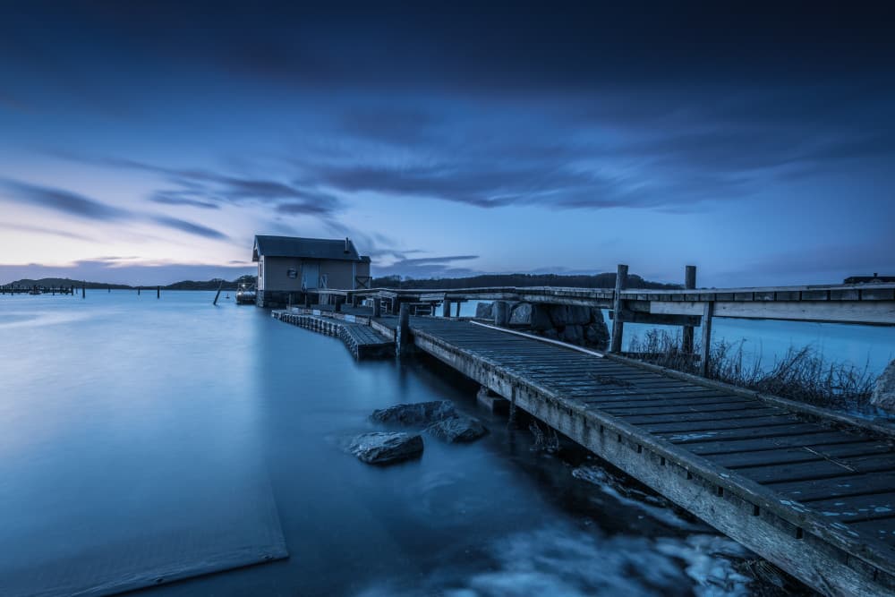 Blue Hour Boathouse by Benny Pettersson — canvas wall art
