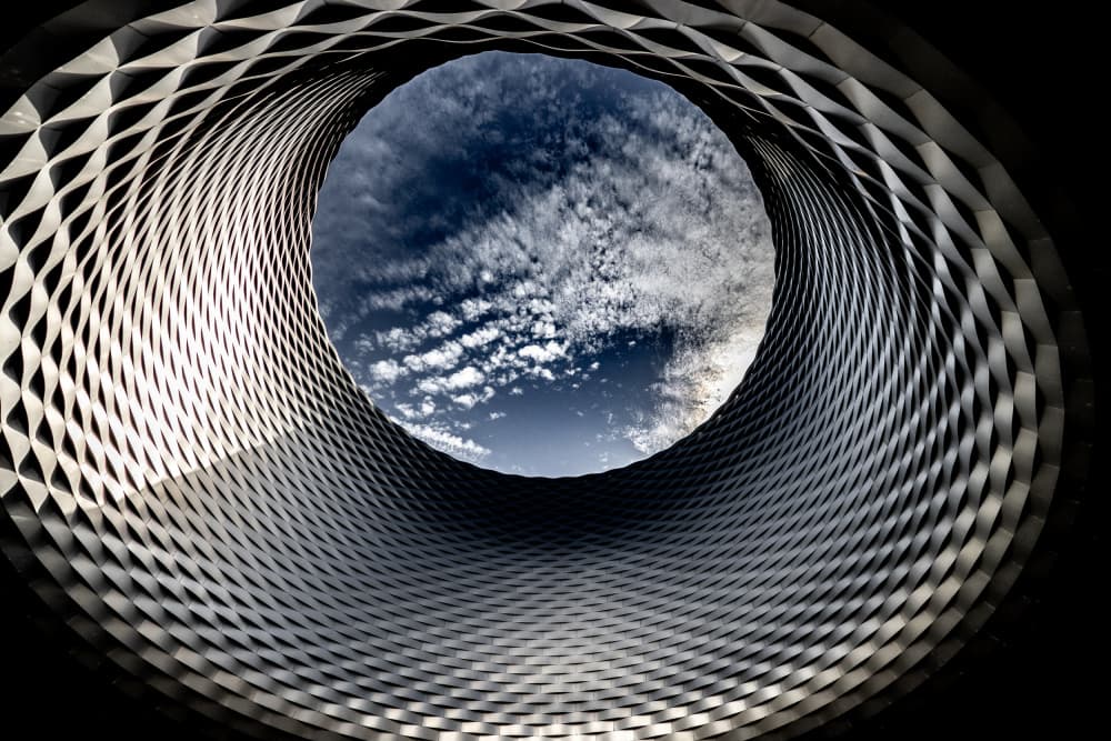Geometric Tunnel Sky by Franco Tessarolo — canvas wall art