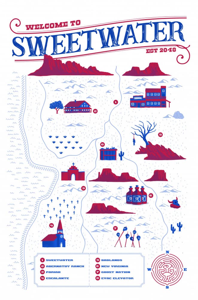 Sweetwater Frontier Map by Robert Farkas — canvas wall art