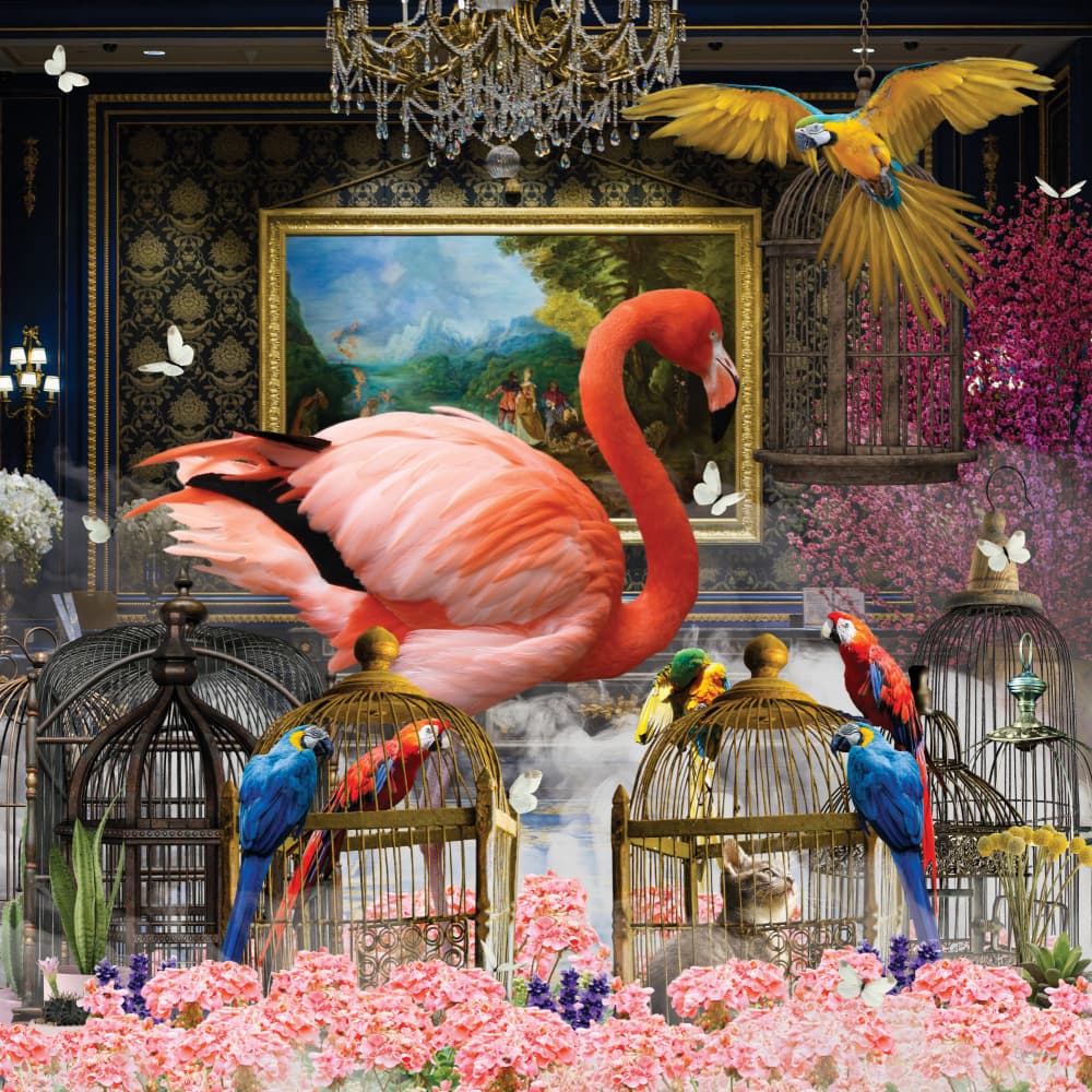 Elegant Flamingo Grand Room by Sue Skellern — canvas wall art