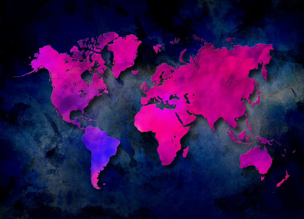 Vibrant Abstract World Map by Justyna Jaszke — canvas wall art