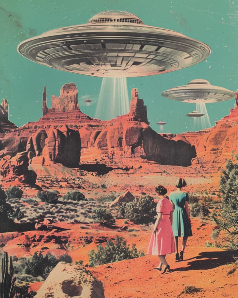 Desert UFO Invasion by Samantha Hearn — canvas wall art