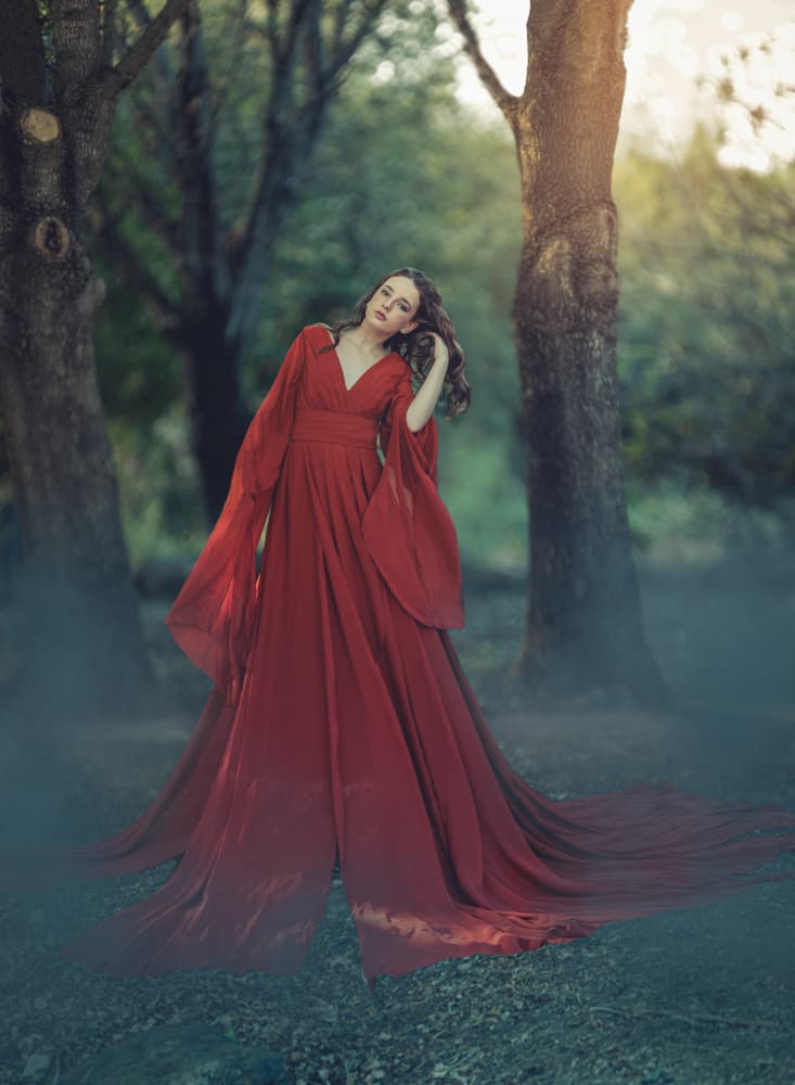 Ethereal Red Gown by Sharon Levy — canvas wall art
