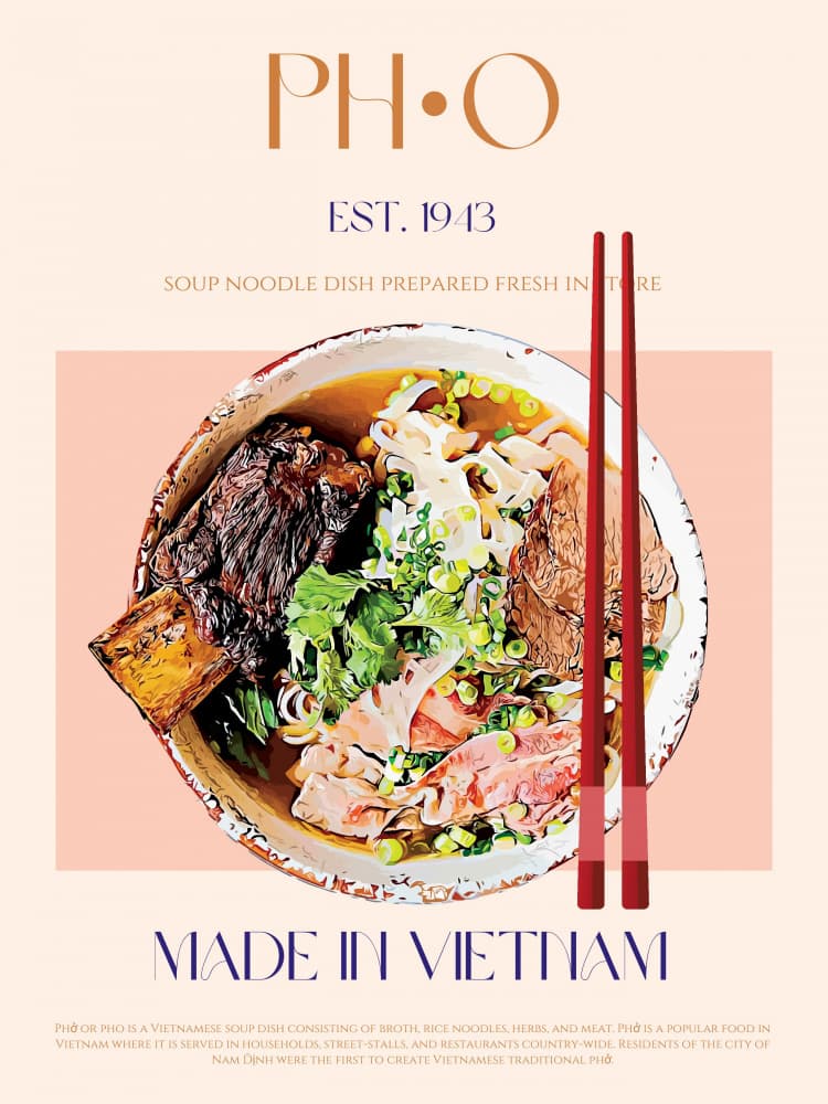 Vietnamese Pho Bowl by Nazma Khokhar — canvas wall art
