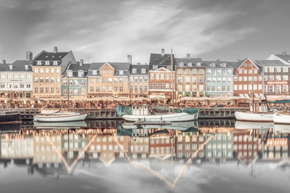 Colorful Copenhagen Waterfront by Melanie Viola — canvas wall art