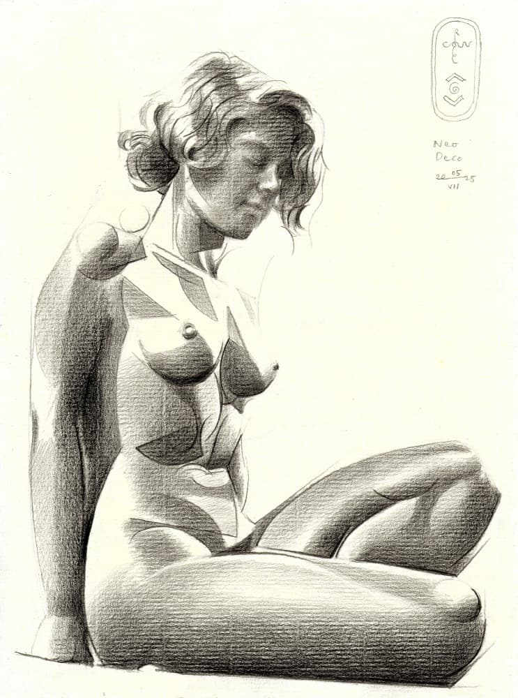 Stylized Seated Nude by Corné Akkers — canvas wall art