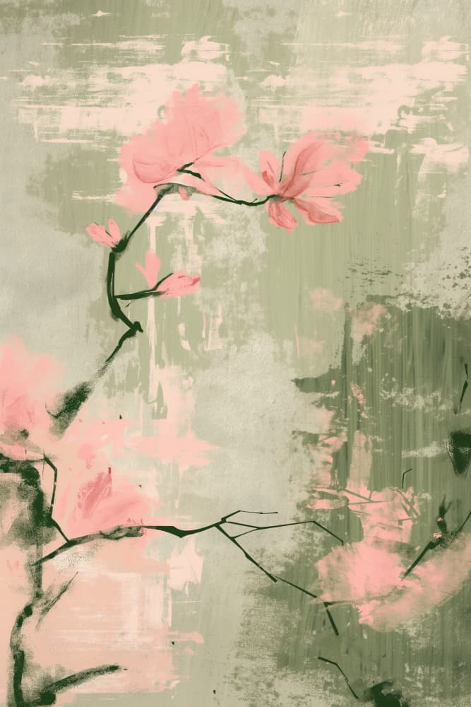 Painterly Pink Blossoms by Sally Ann Moss — canvas wall art
