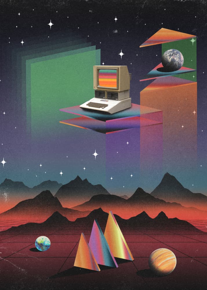 Retro Computer Dreamscape by Nibera — canvas wall art