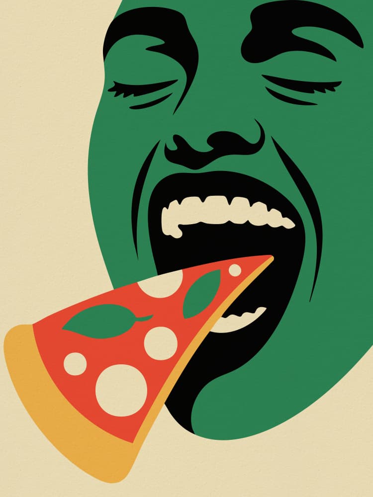 Joyful Pizza Bite by Andreas Magnusson — canvas wall art