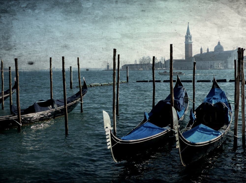 Venetian Gondolas Serene by annehedelin — canvas wall art