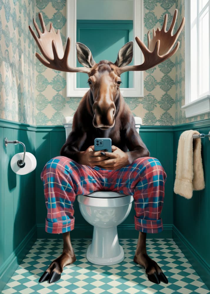 Pajama Moose Bathroom by Andreas Magnusson — canvas wall art